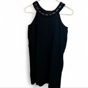 Nicole Miller Black Sleeveless Top with Embellished Neckline